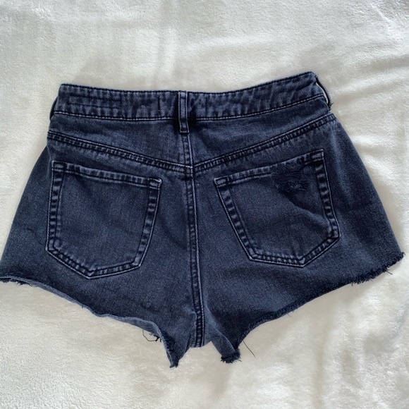 Black Ripped Denim Shorts - Picture 2 of 3